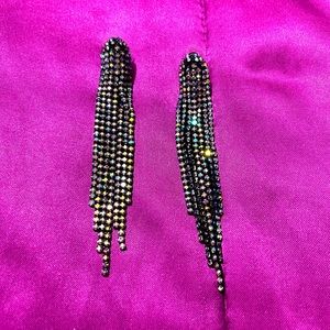 Oil slick multi-chrome crystal earrings.